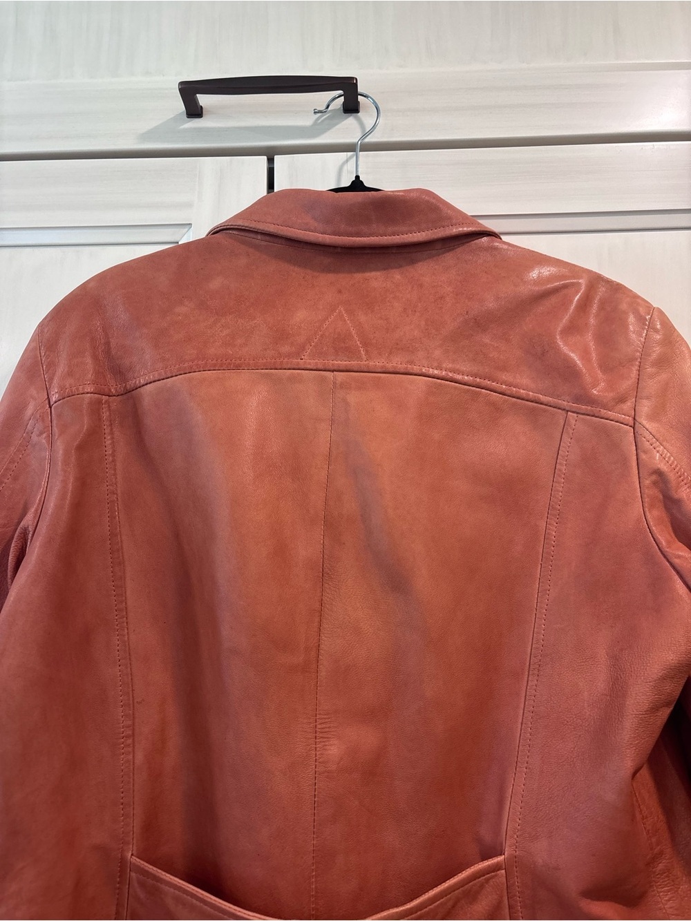 Danier genuine leather blazer jacket coral/dusty rose large button front - Picture 10 of 14